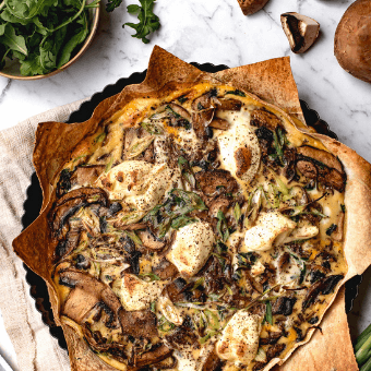 Mushroom & Rocket Mountain Bread Quiche